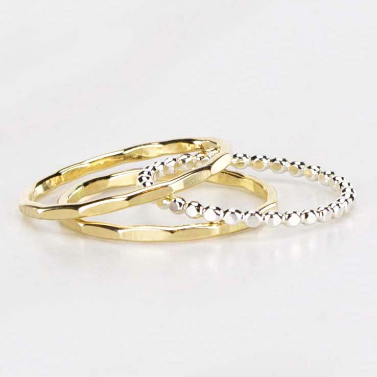 Mirrored Clouds Ring Set of 3