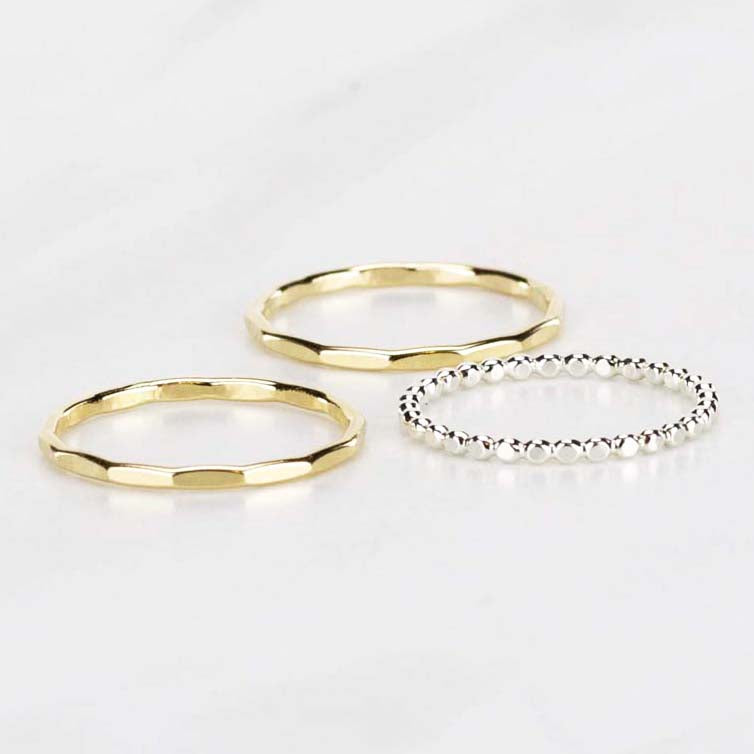 Mirrored Clouds Ring Set of 3