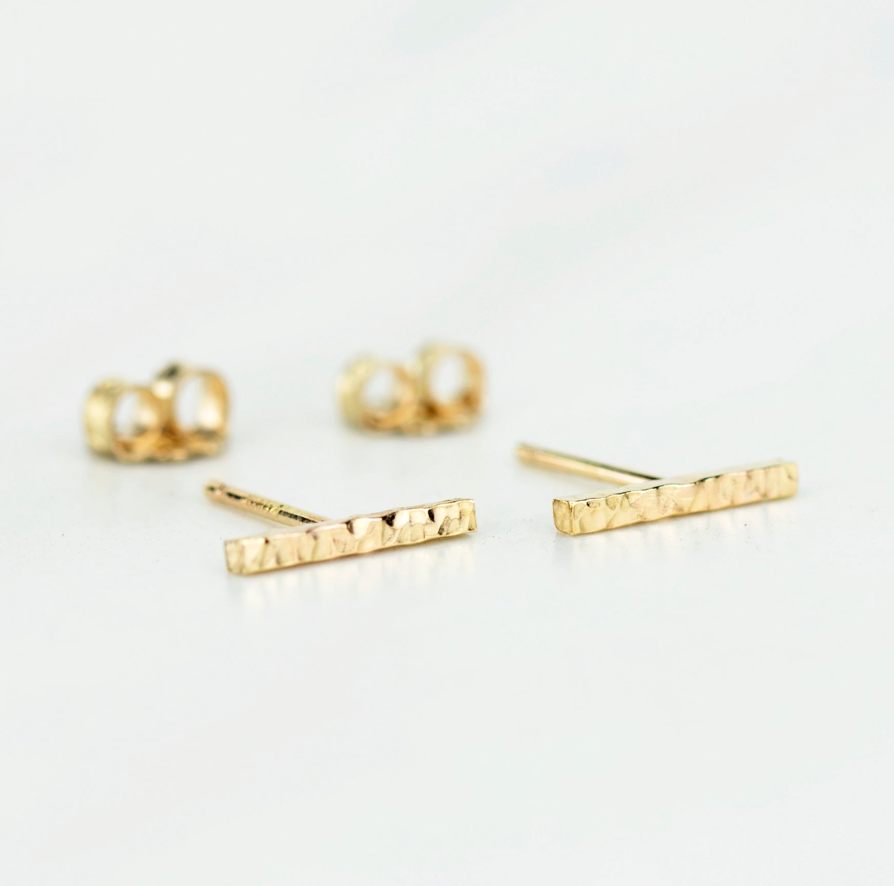 Hammered Bar Stud Earrings