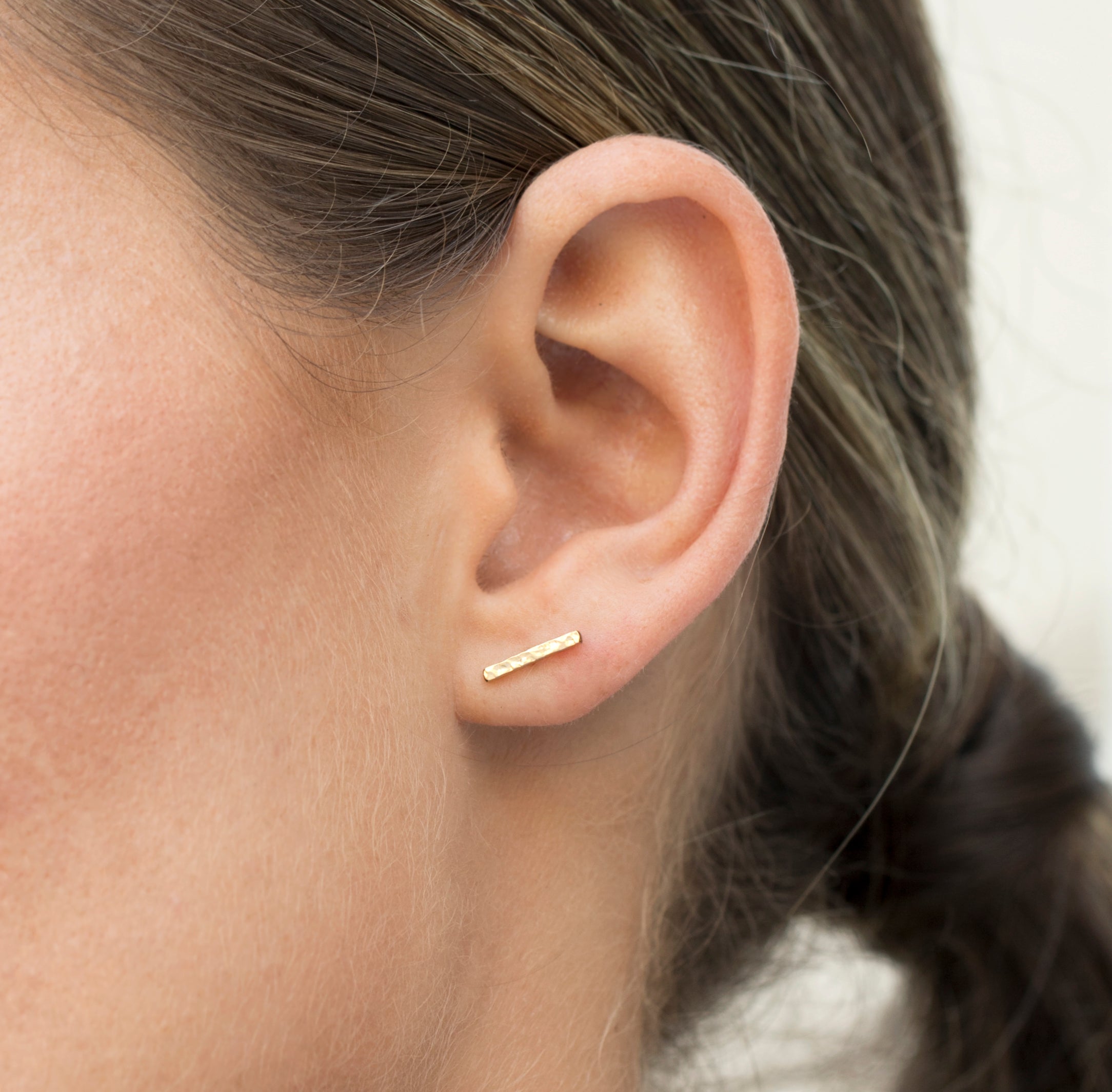 Hammered Bar Stud Earrings