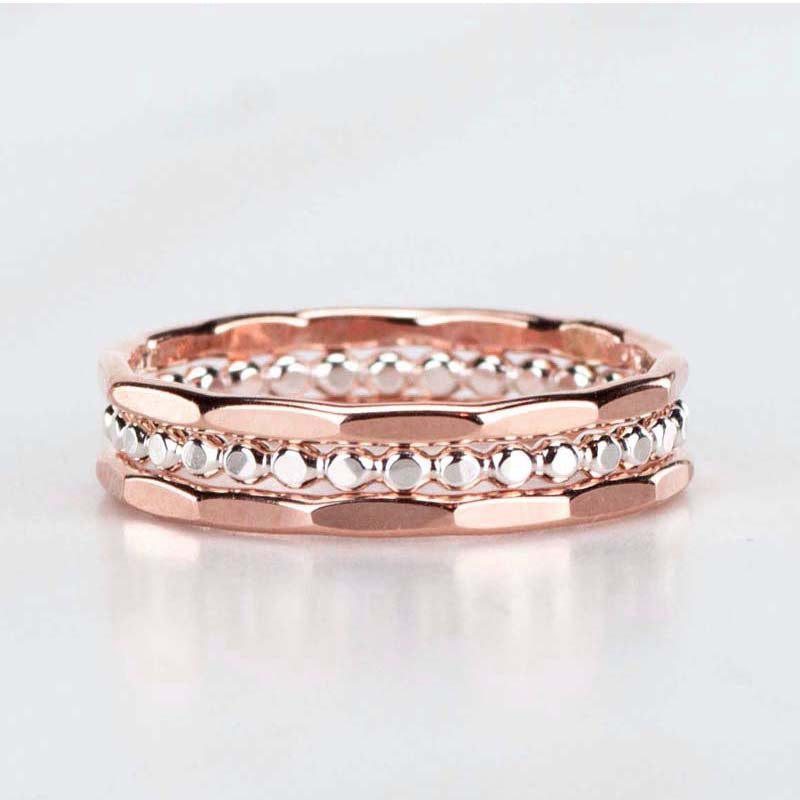 Rose gold stack ring set