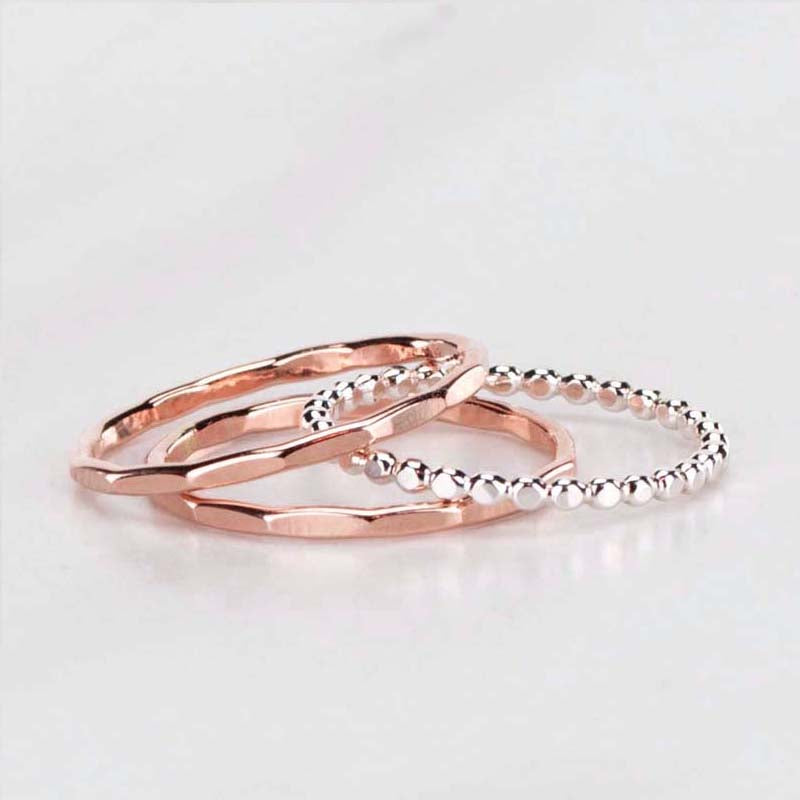two toned stack ring set