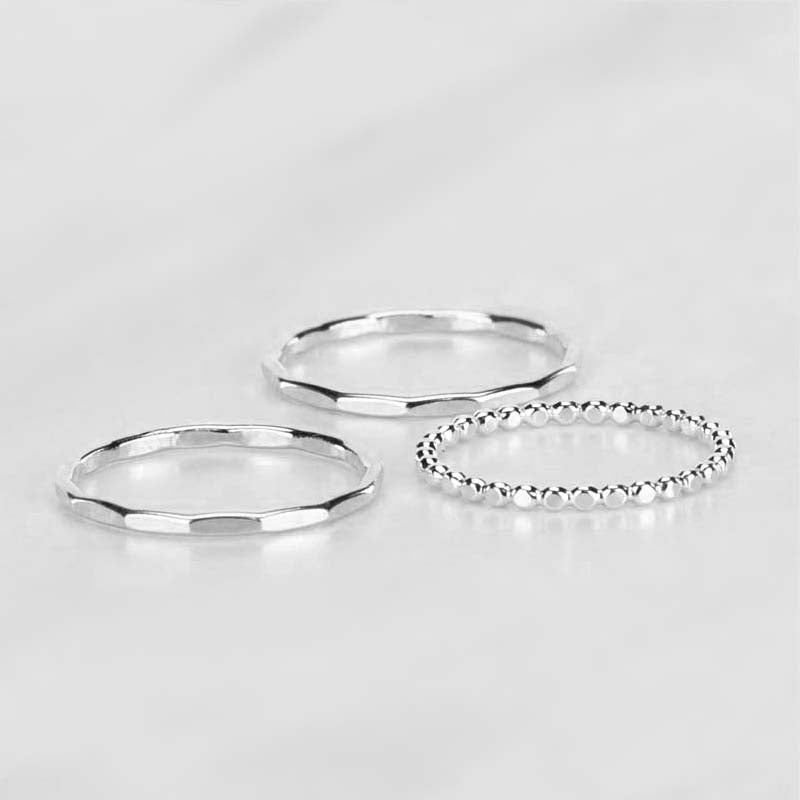 Mirrored Clouds Ring Set of 3